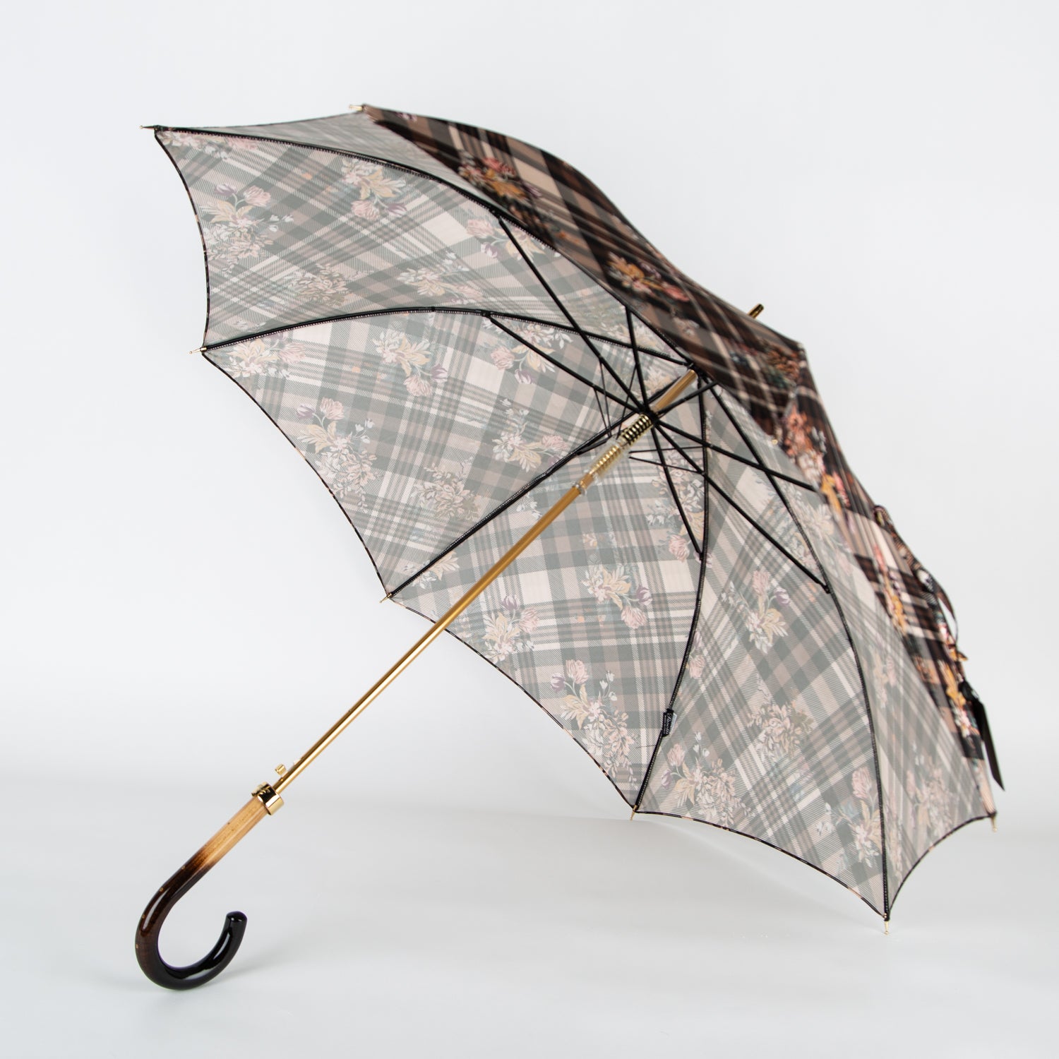 tartan umbrella with floral print