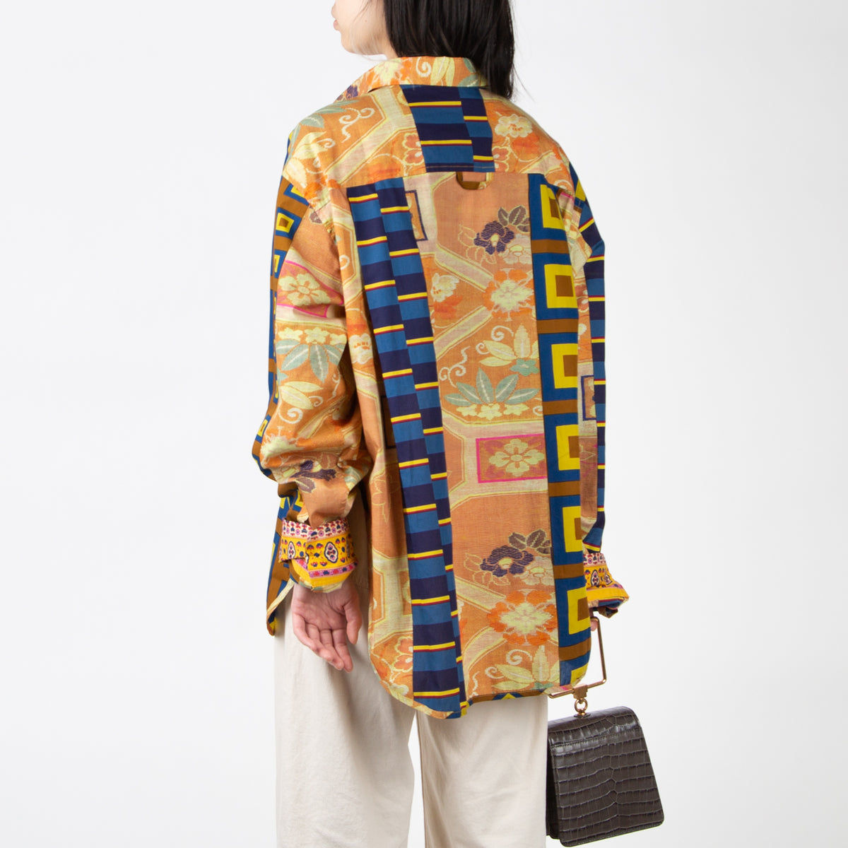 pierre louis mascia geometric dress shirt orange and blue