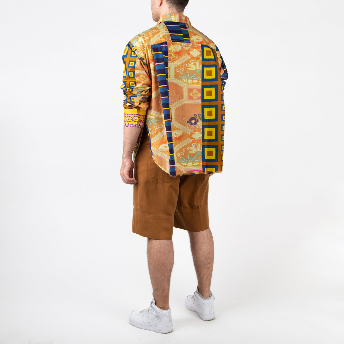 pierre louis mascia geometric dress shirt orange and blue