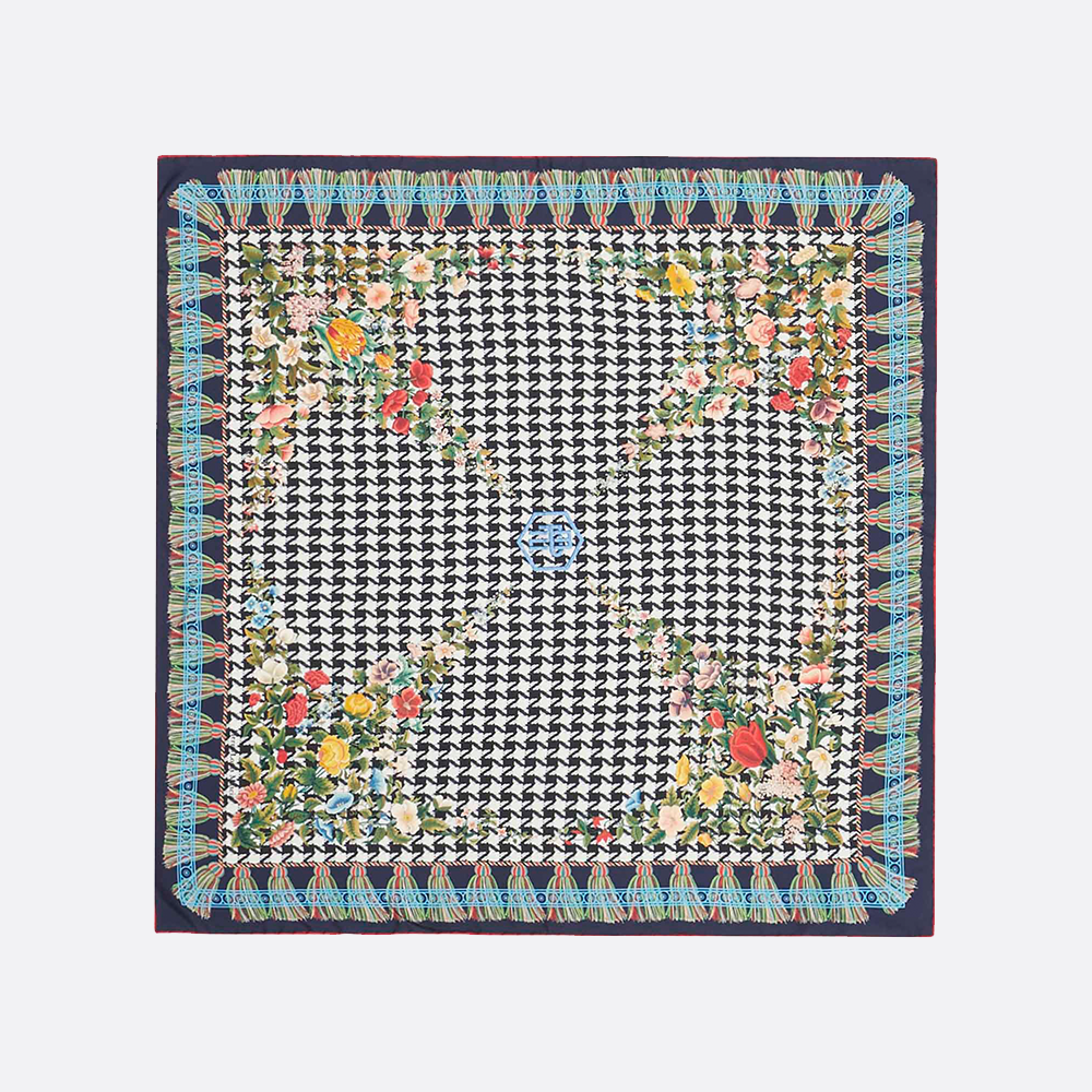 Square Houndstooth Silk Scarf