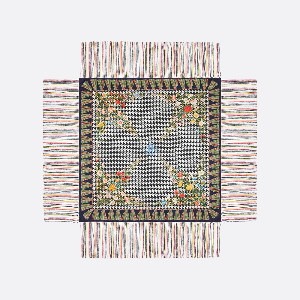 Printed Silk Shawl with fringe