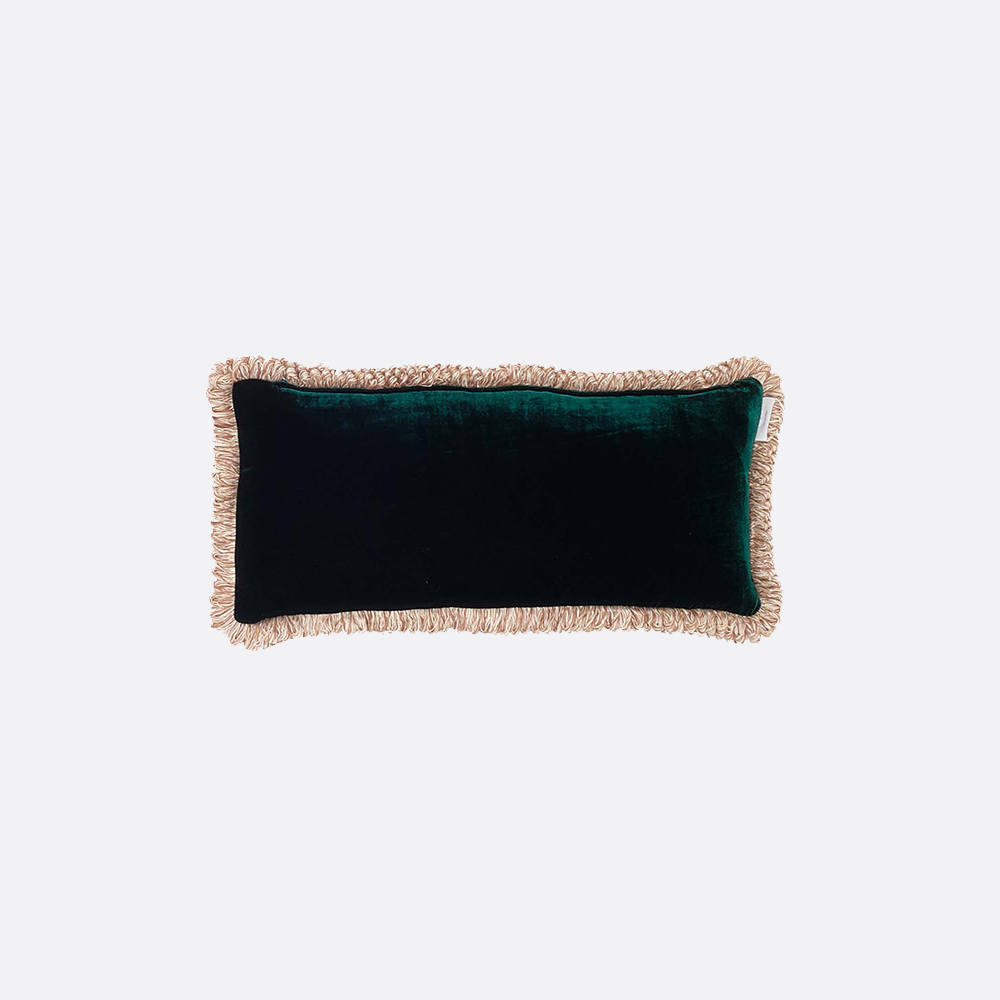 Velvet Boudoir Pillow with Trim emerald green