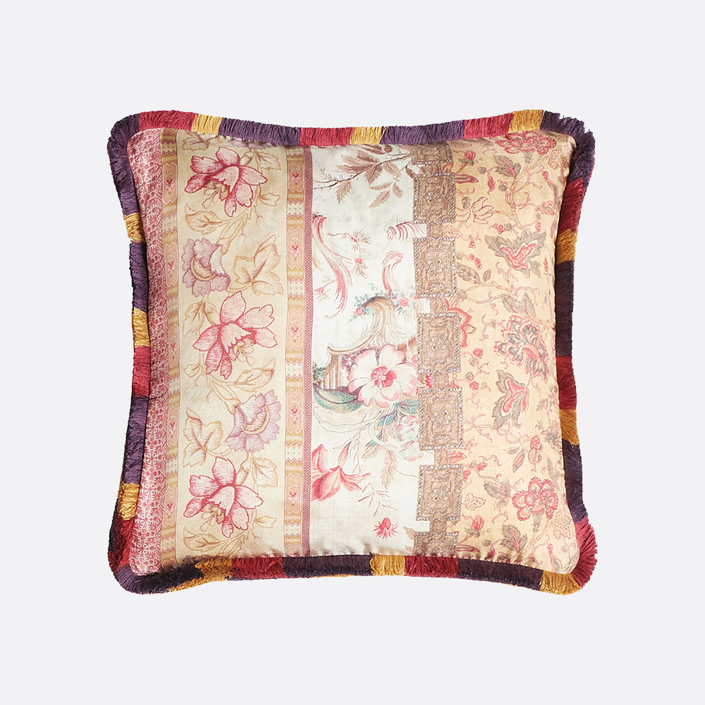 Double Sided Cushion Square, plaid and floral