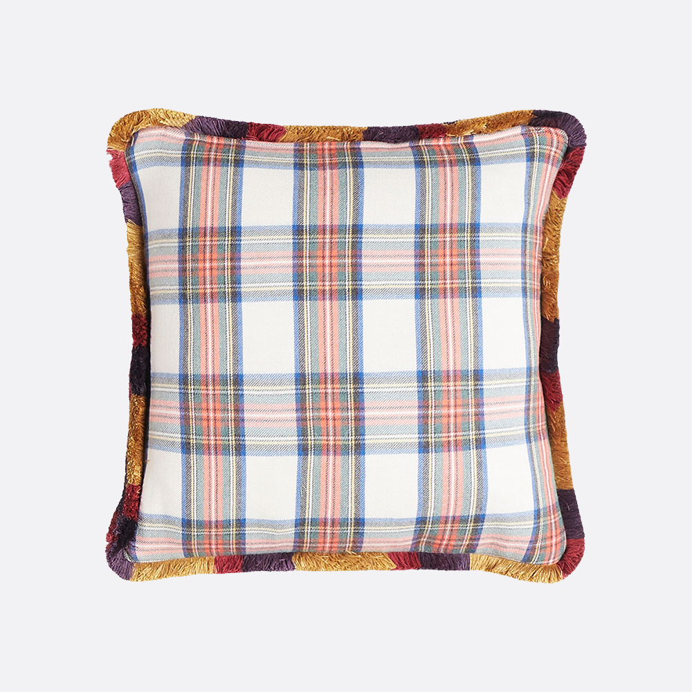 Double Sided Cushion Square, plaid and floral