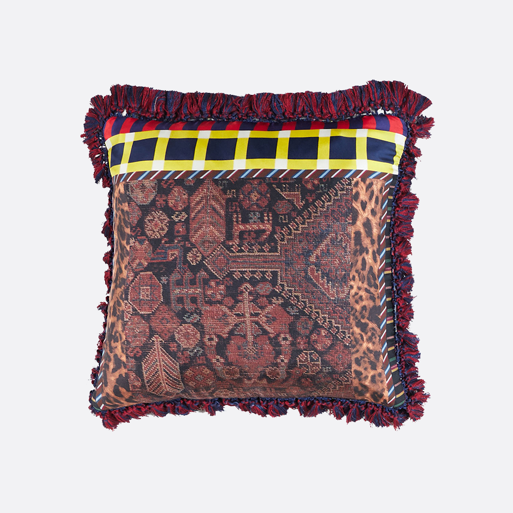 Double Sided Cushion Square, abstract and plaid