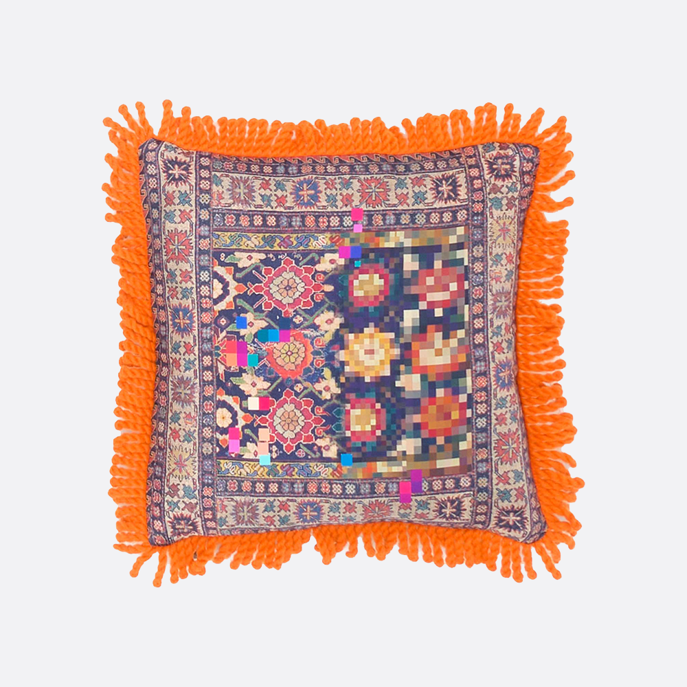 Double Sided Cushion with Yarn Fringe  