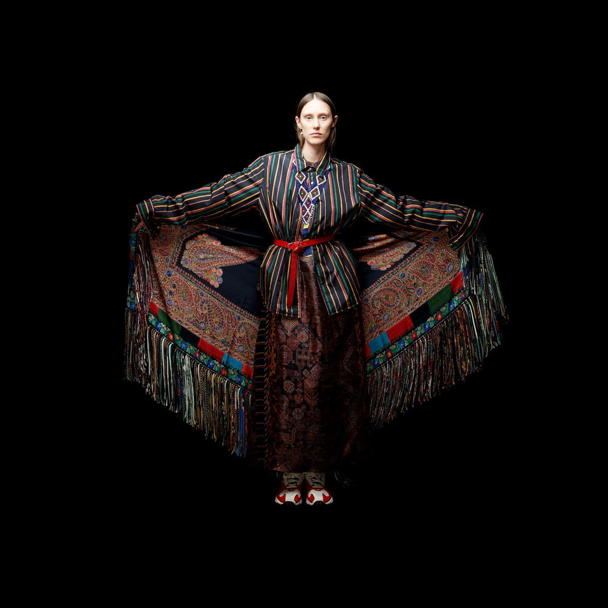 Fringe Shawl Multi-Panel Print, silk