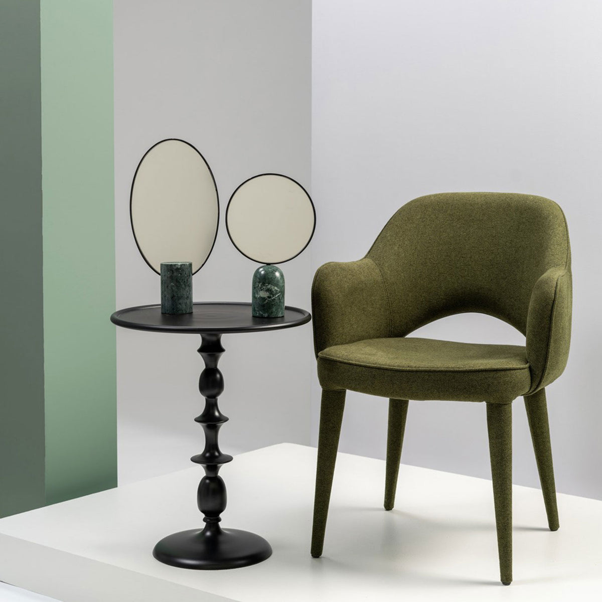 Marble Oval Mirror, green