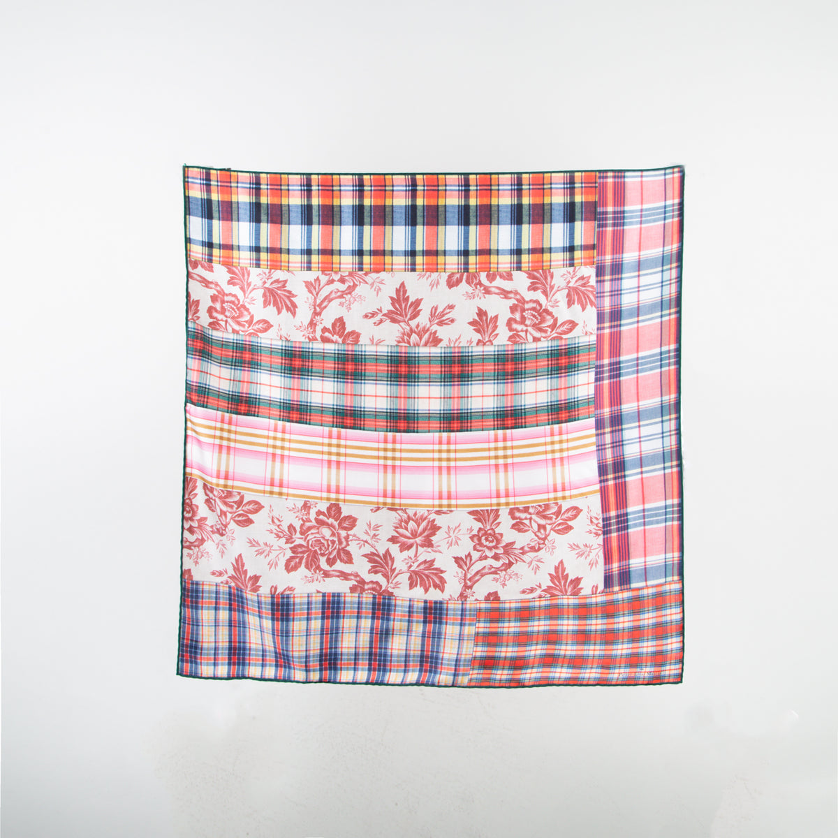 Floral & Plaid Silk Scarf - Secret Location