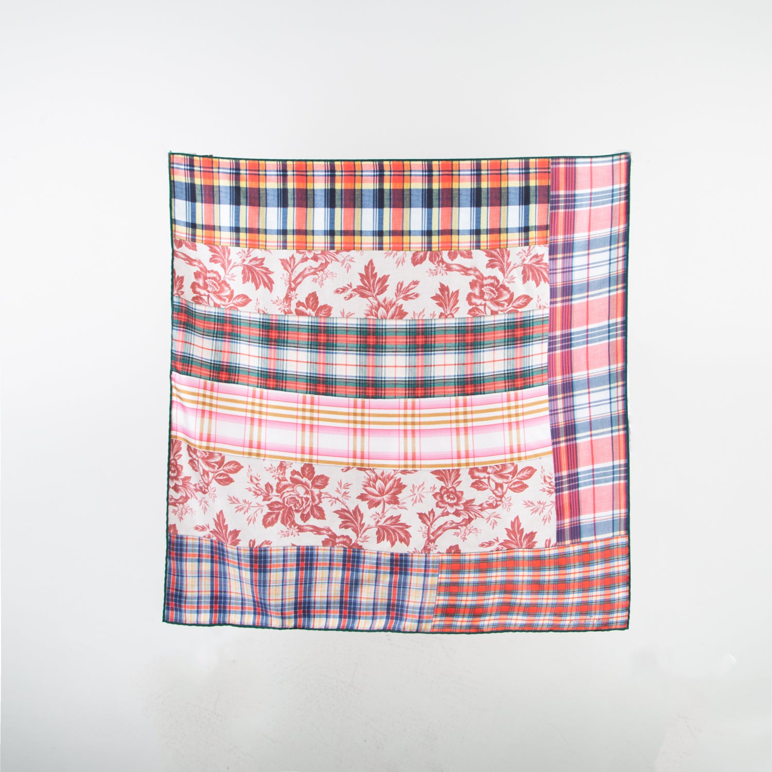 Floral & Plaid Silk Scarf - Secret Location